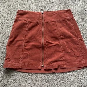 pink zip up corduroy skirt